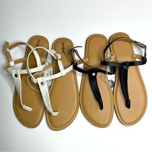 2 Pairs New size 5 Cat & Jack sandals black and white